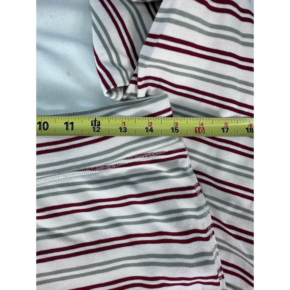 Pact Womens M Striped Red White Green Organic Cotton LS/Pant Jogger Pajama Set - Picture 10 of 15